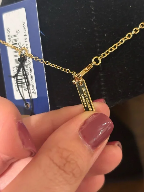 Kurt Geiger Gold Tone Oval Pendant Necklace with Pave Bail - Picture 6 of 10